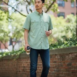 Solaris Outdoors Men’s Vented Fishing Shirt XL Mint Green Short Sleeve